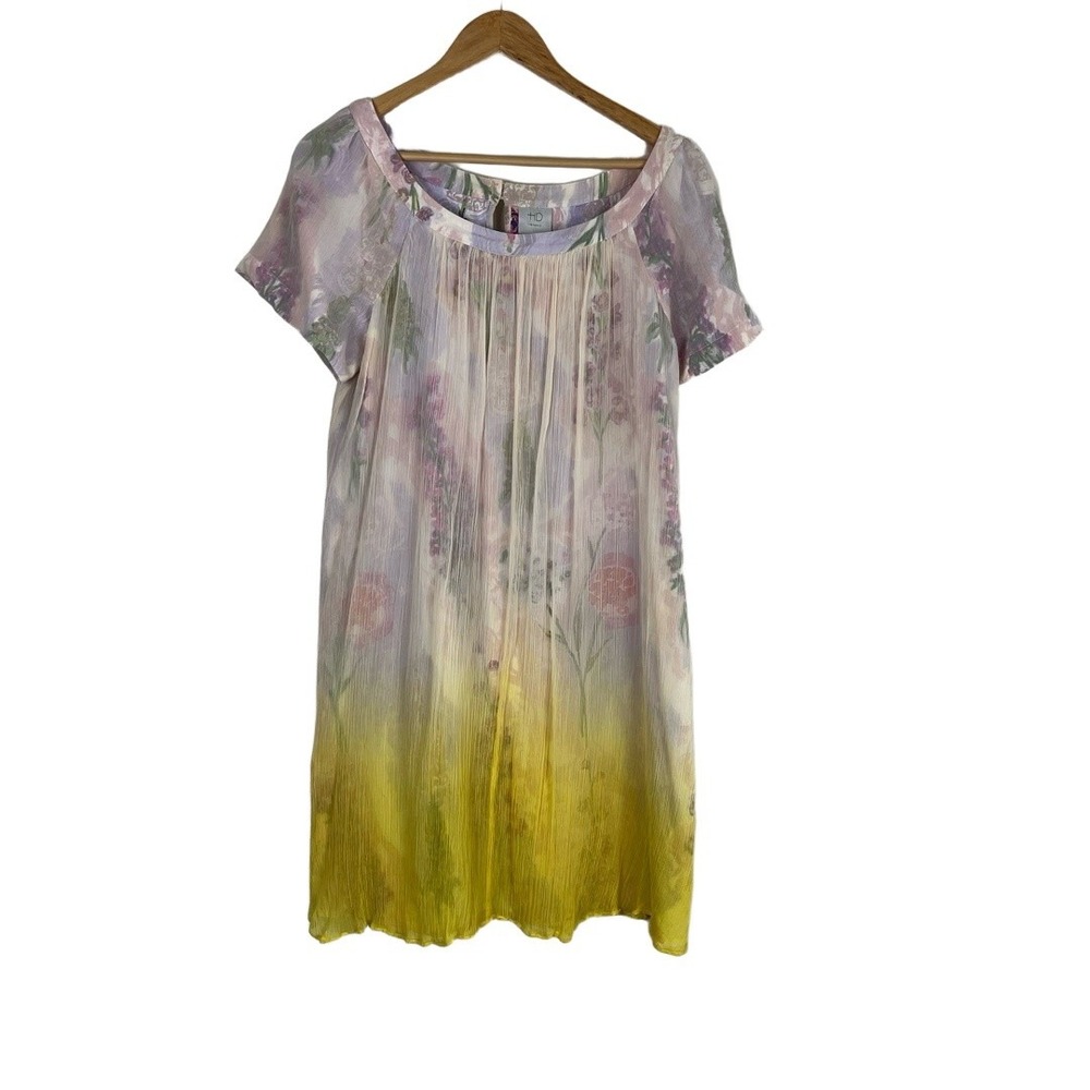 Pastel Floral Ombre Mini Dress in Lavender and Yellow